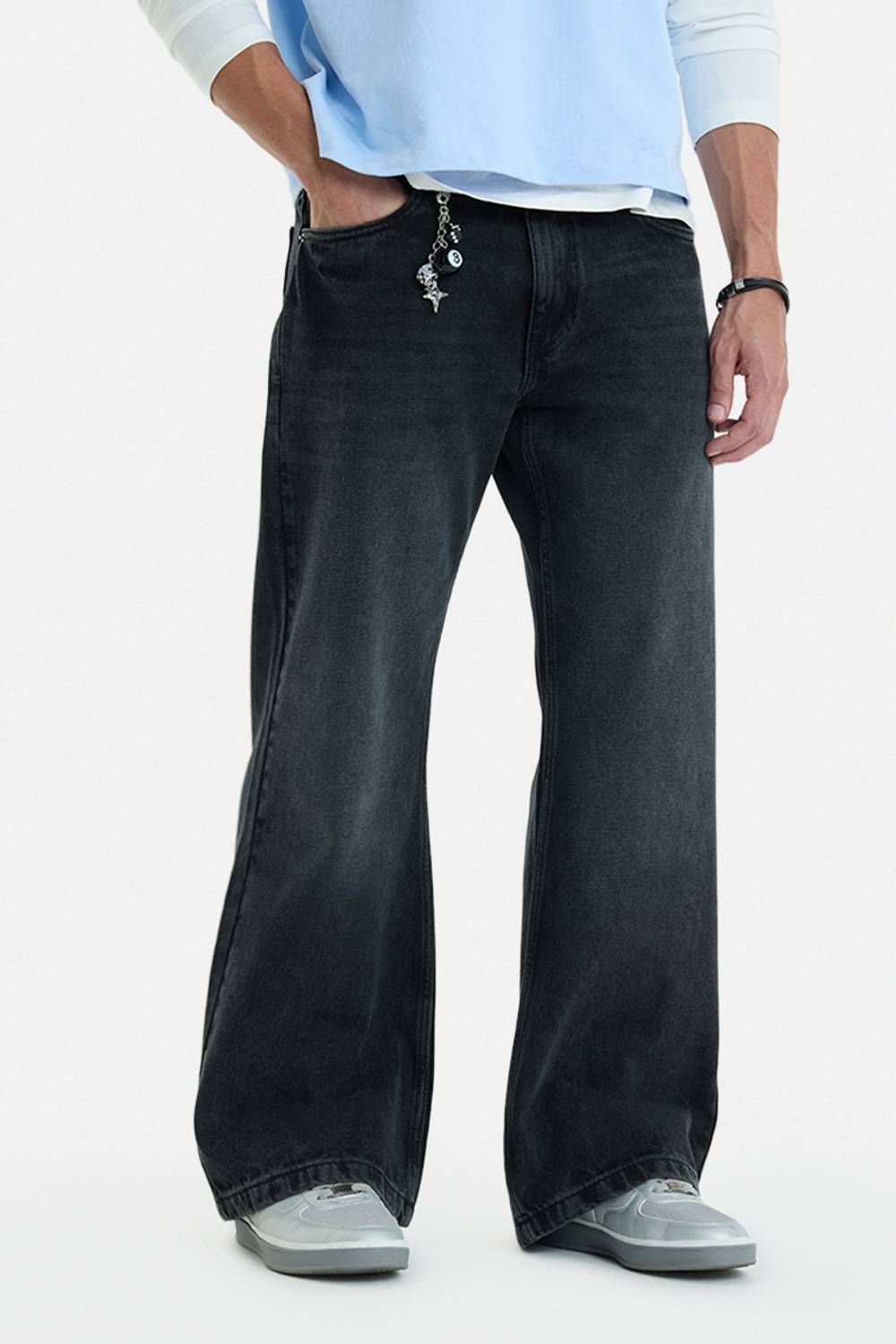 Snitch Men Black Flared Jeans