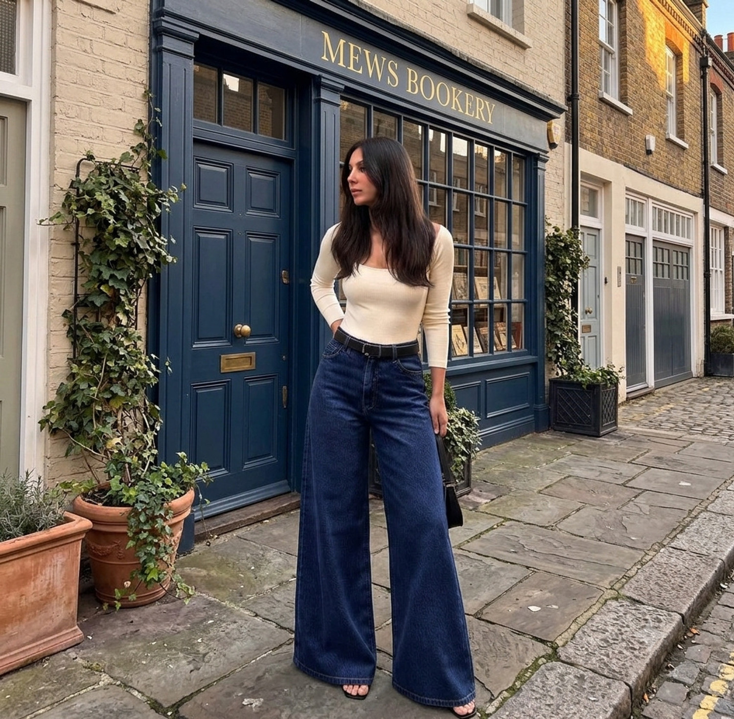 Image of Dollfashion Baggy Fit Women Dark Blue Jeans