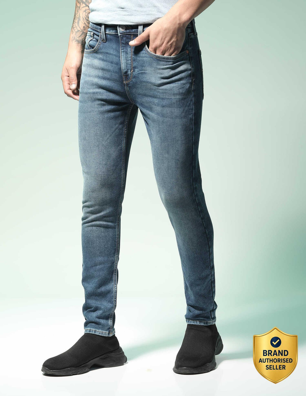 Image of FLYING MACHINE Straight Fit Men Blue Jeans