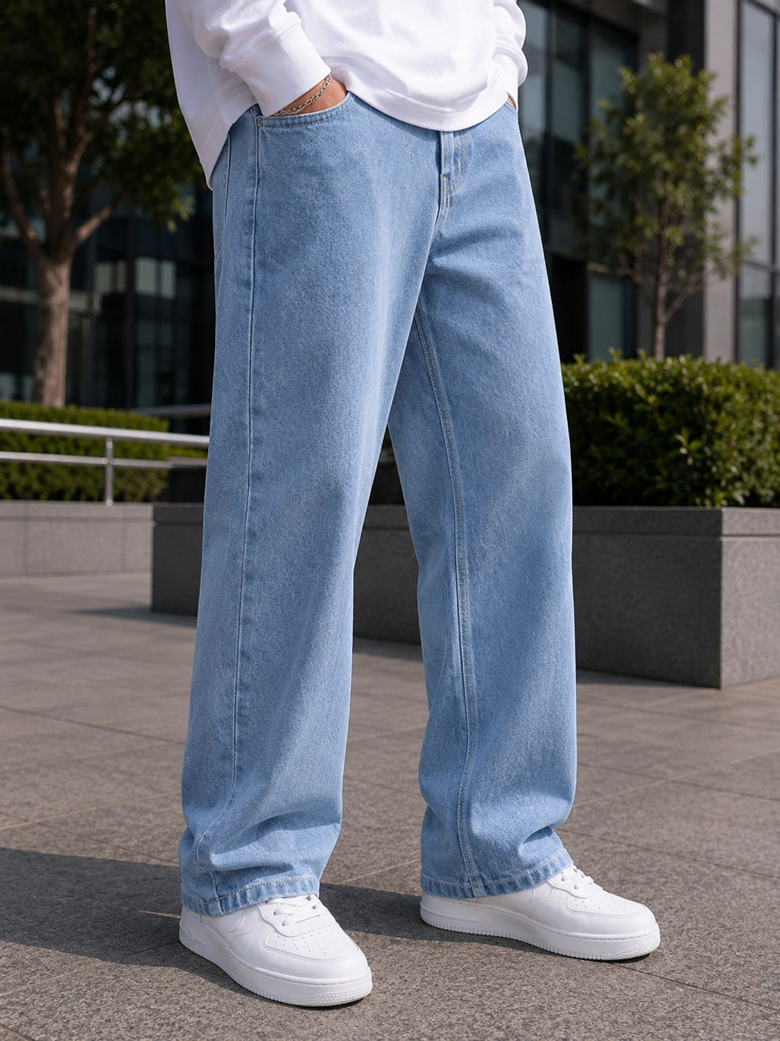 Image of 7 CUTS Wide Leg Men Light Blue Jeans
