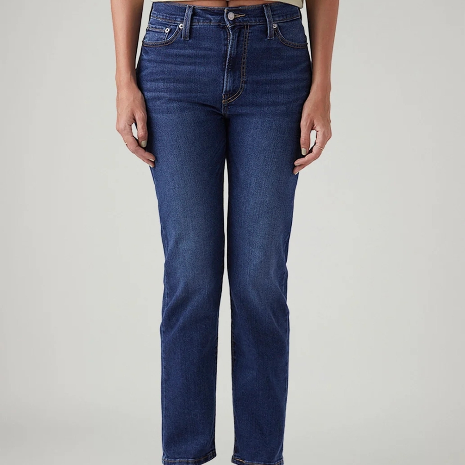 Image of LEVI'S Women Straight Fit High Rise Blue Jeans