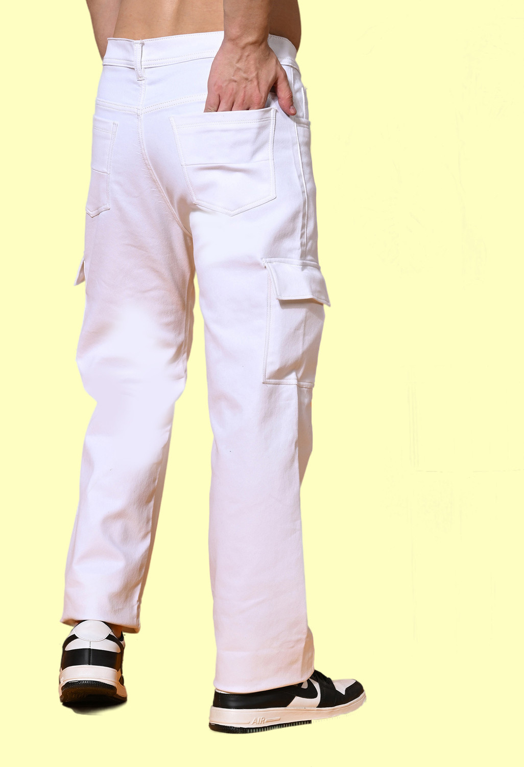 Image of Flaring Jogger Fit Men White Jeans