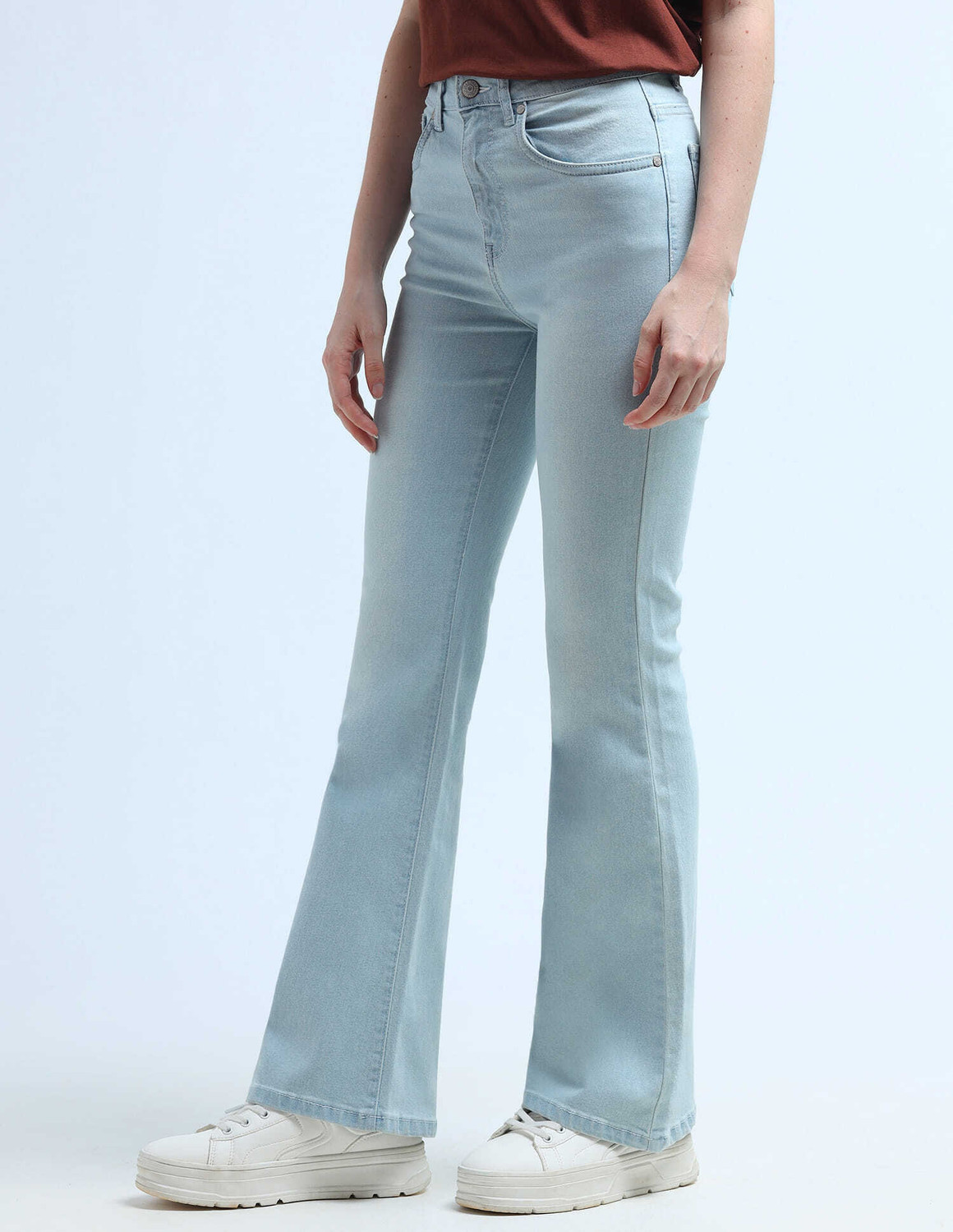 Image of U.S. POLO ASSN. Women Flared High Rise Blue Jeans