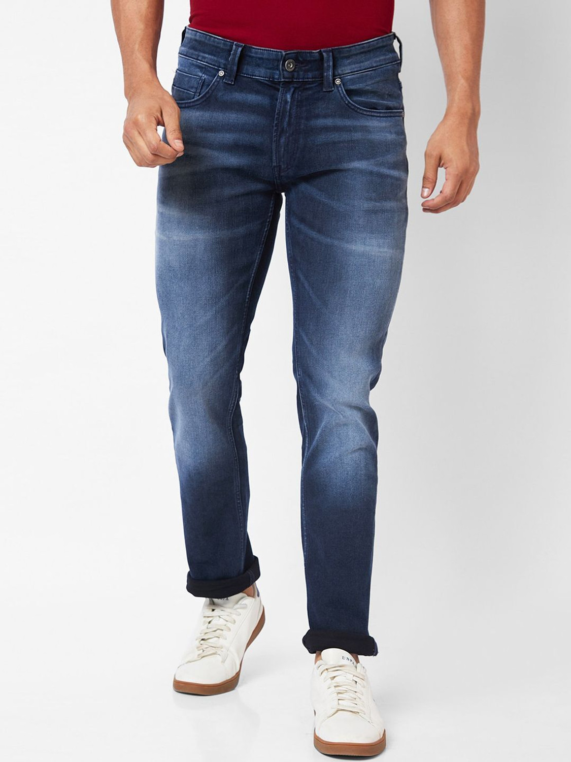 Image of Spykar Regular Men Dark Blue Jeans