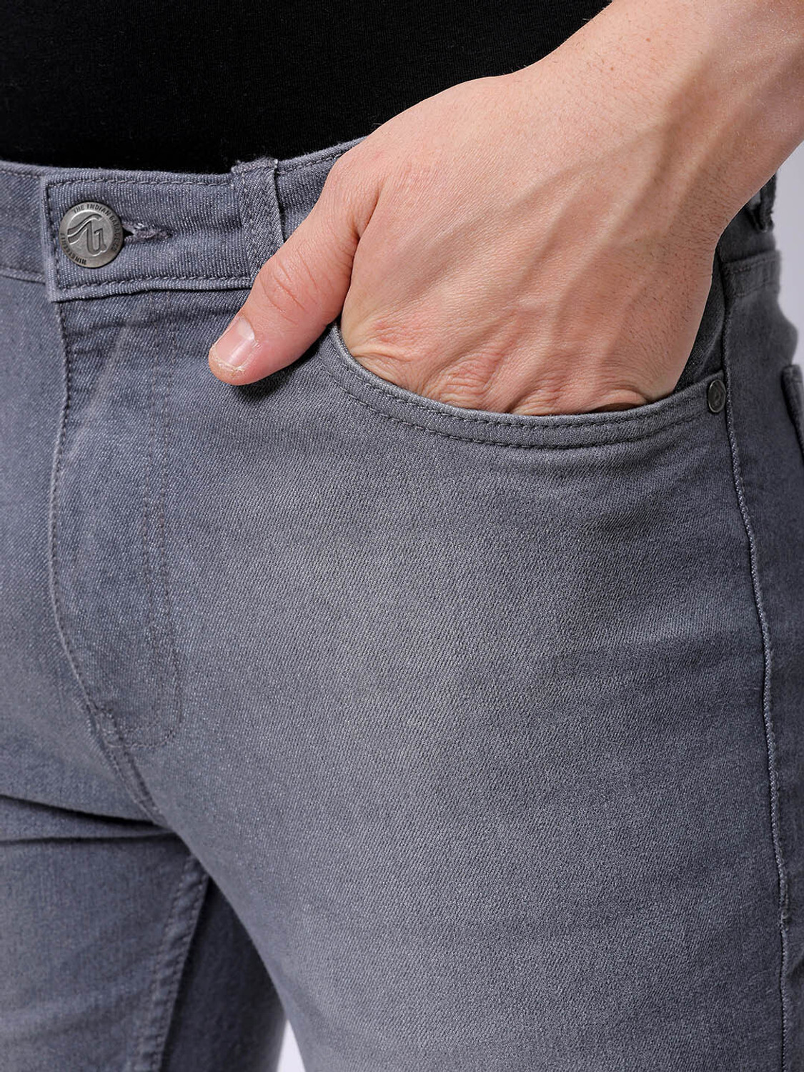 Image of The Indian Garage Co. Straight Fit Men Grey Jeans