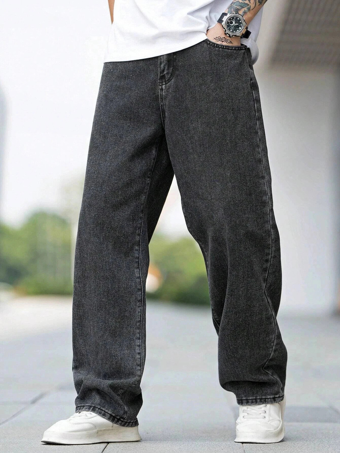Image of LEVORCE Boot-Leg Men Dark Grey Jeans