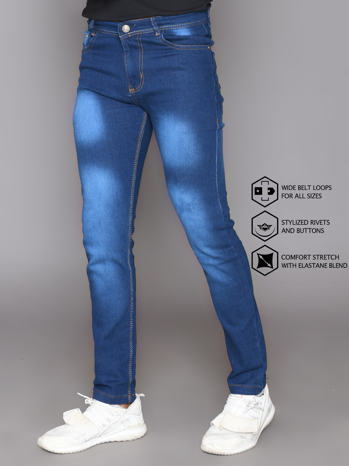 Image of Lzard Slim Men Dark Blue Jeans