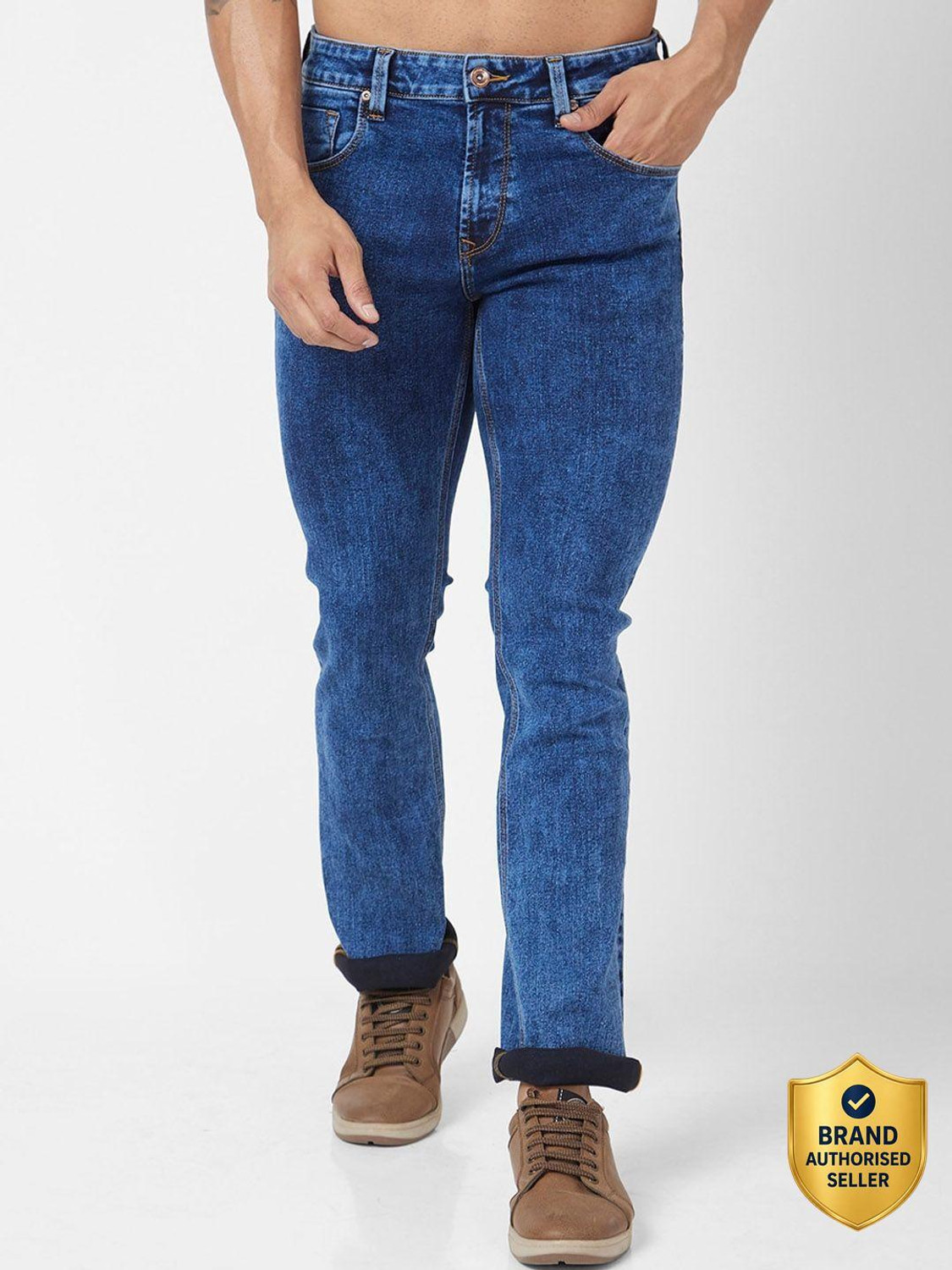 Image of Spykar Slim Men Dark Blue Jeans