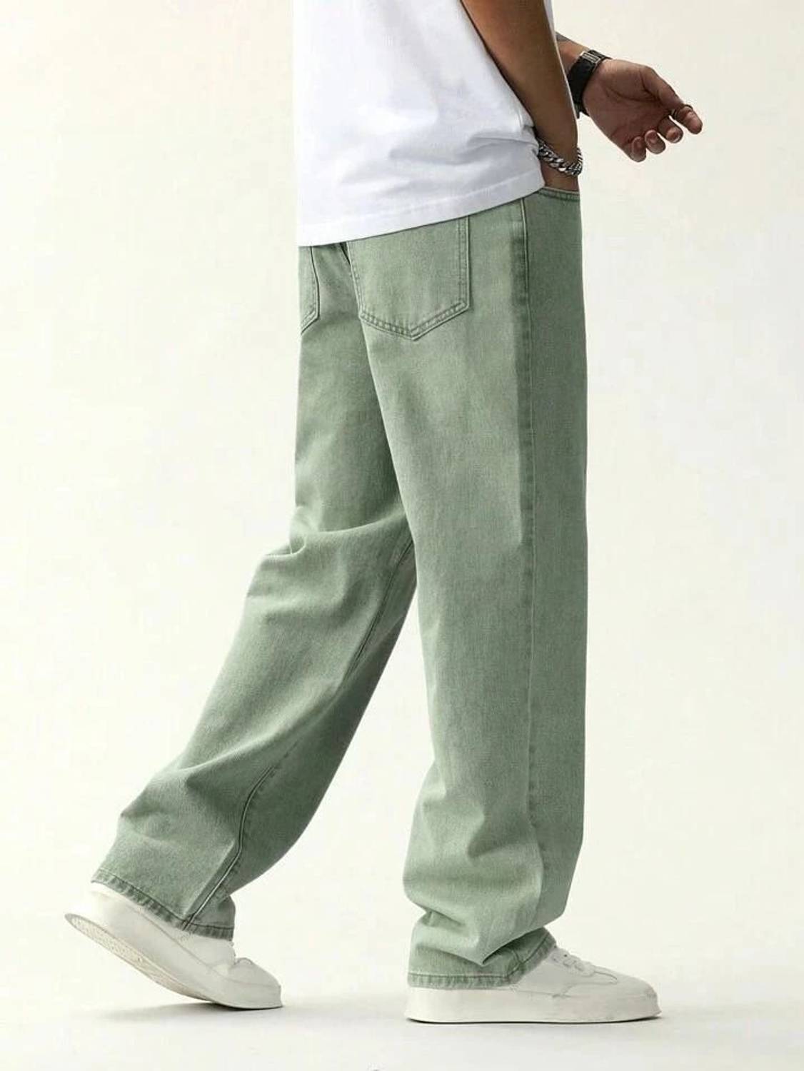 M Q Denim Straight Fit Men Green Jeans - Image 2