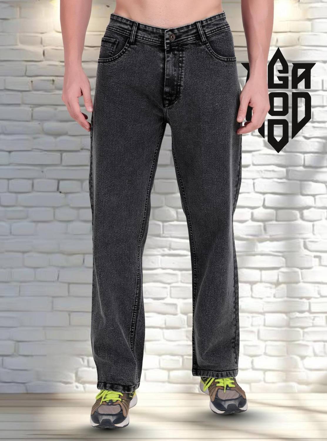 ANGERHOOD Loose Fit Men Grey Jeans