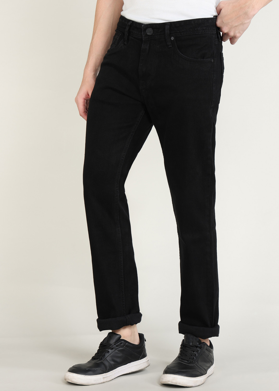 Image of INTEGRITI Men Slim Mid Rise Black Jeans