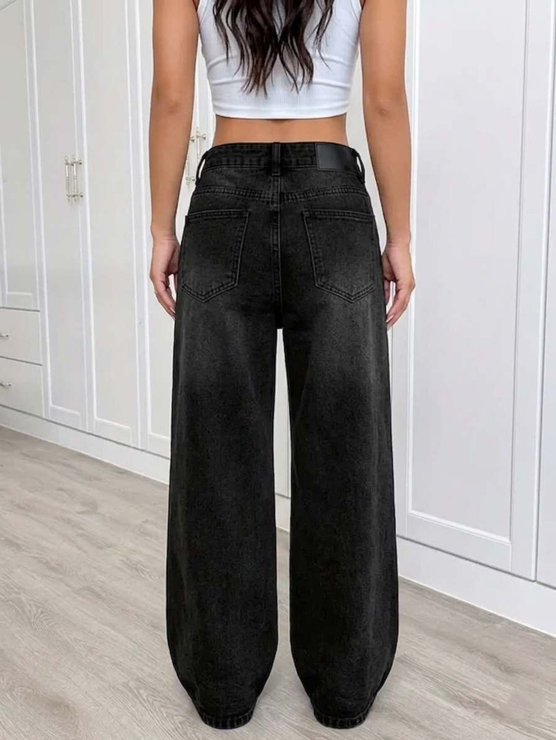 Image of ADIANADI Wide Leg Women Black Jeans