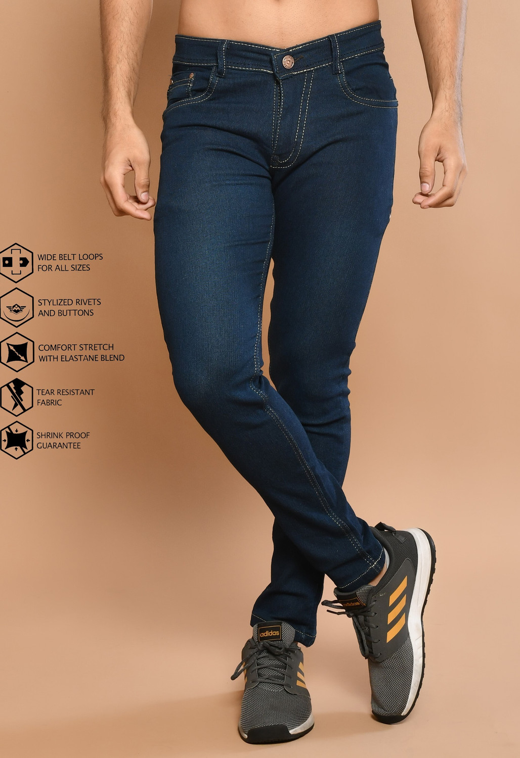 Image of RASSO Regular Men Dark Blue Jeans