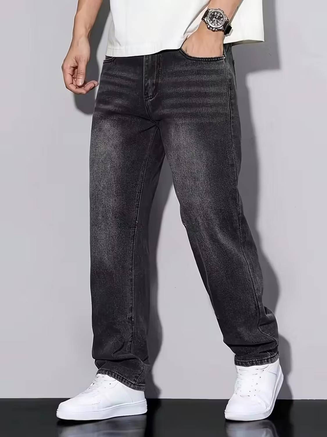 JAARA Straight Fit Men Dark Grey Jeans