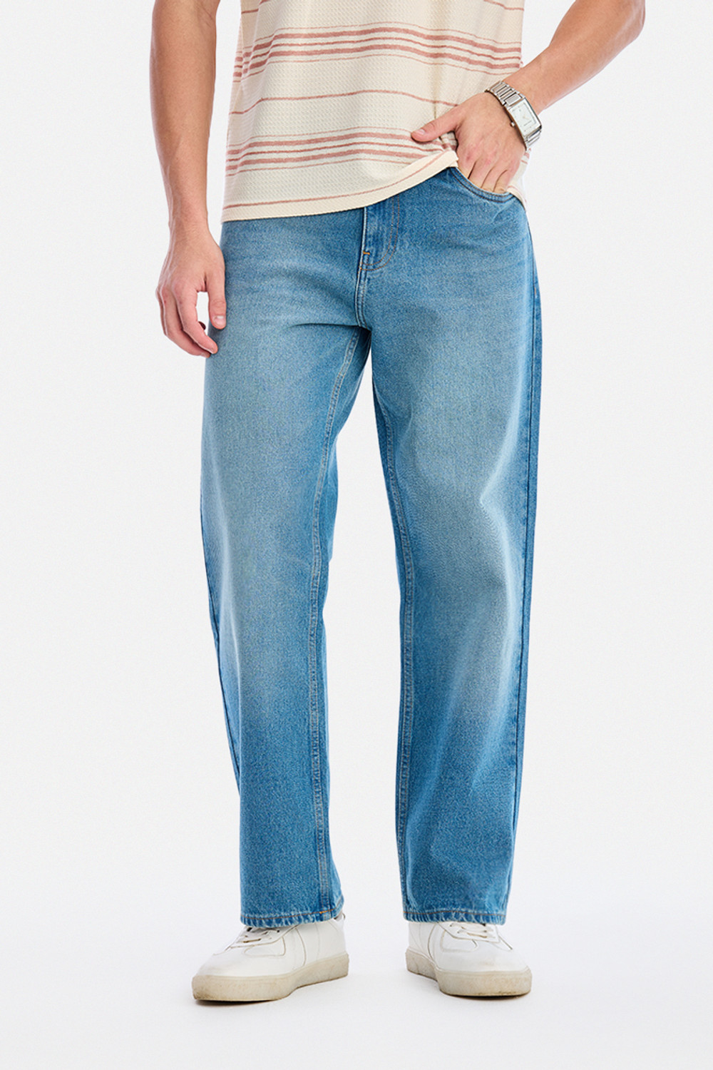 Image of Snitch Straight Fit Men Blue Jeans