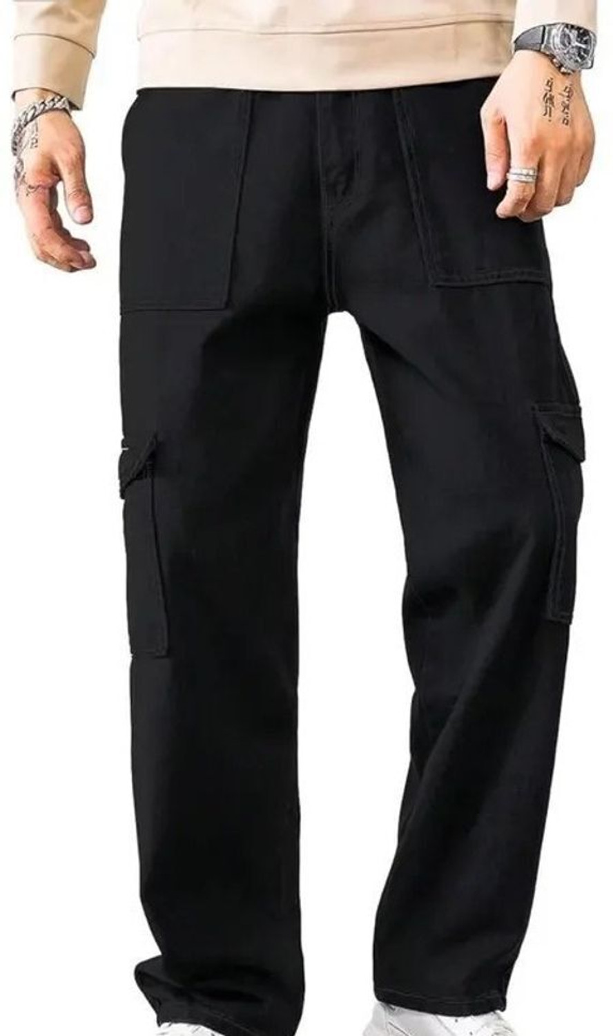 Image of gntrends Loose Fit Men Black Jeans