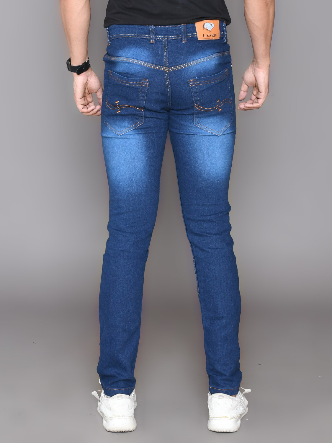 Image of Lzard Slim Men Dark Blue Jeans