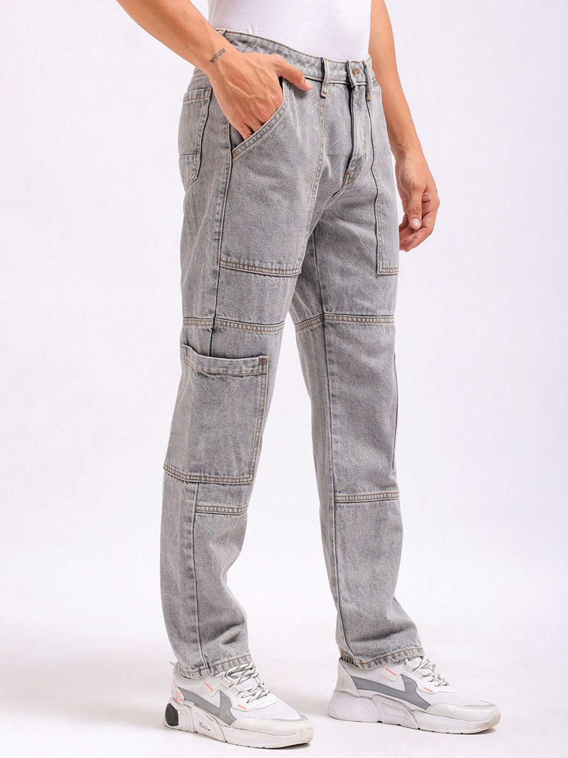 Image of The Indian Garage Co. Regular Men Grey Jeans