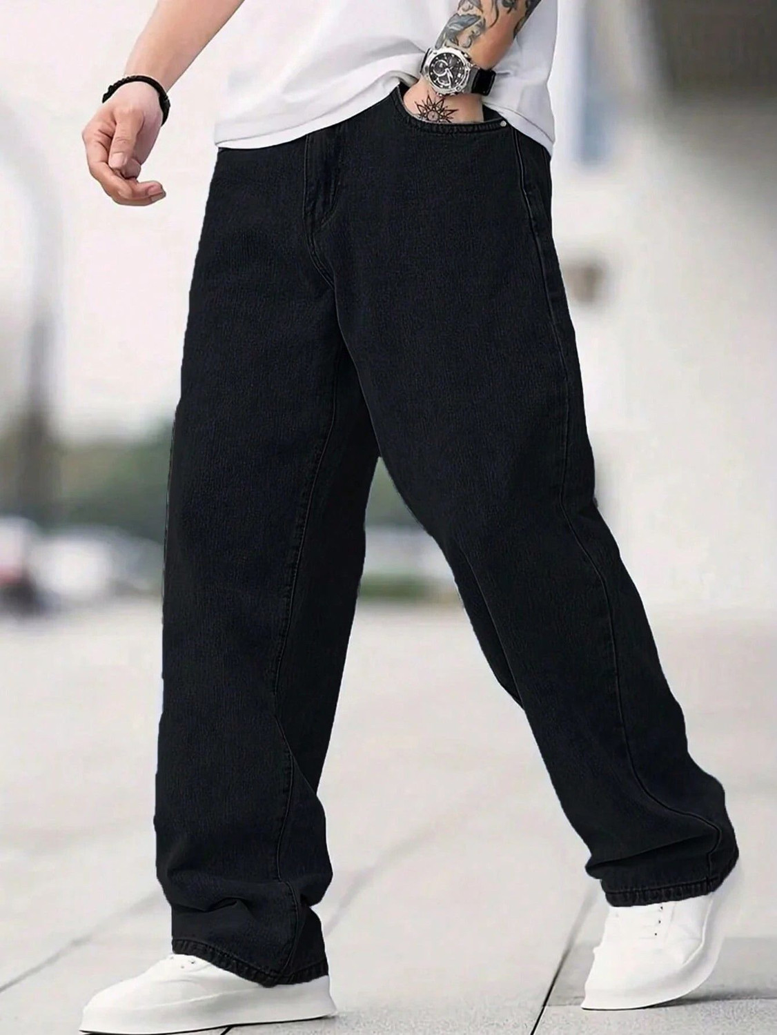 Image of Moda Pride Loose Fit Men Black Jeans