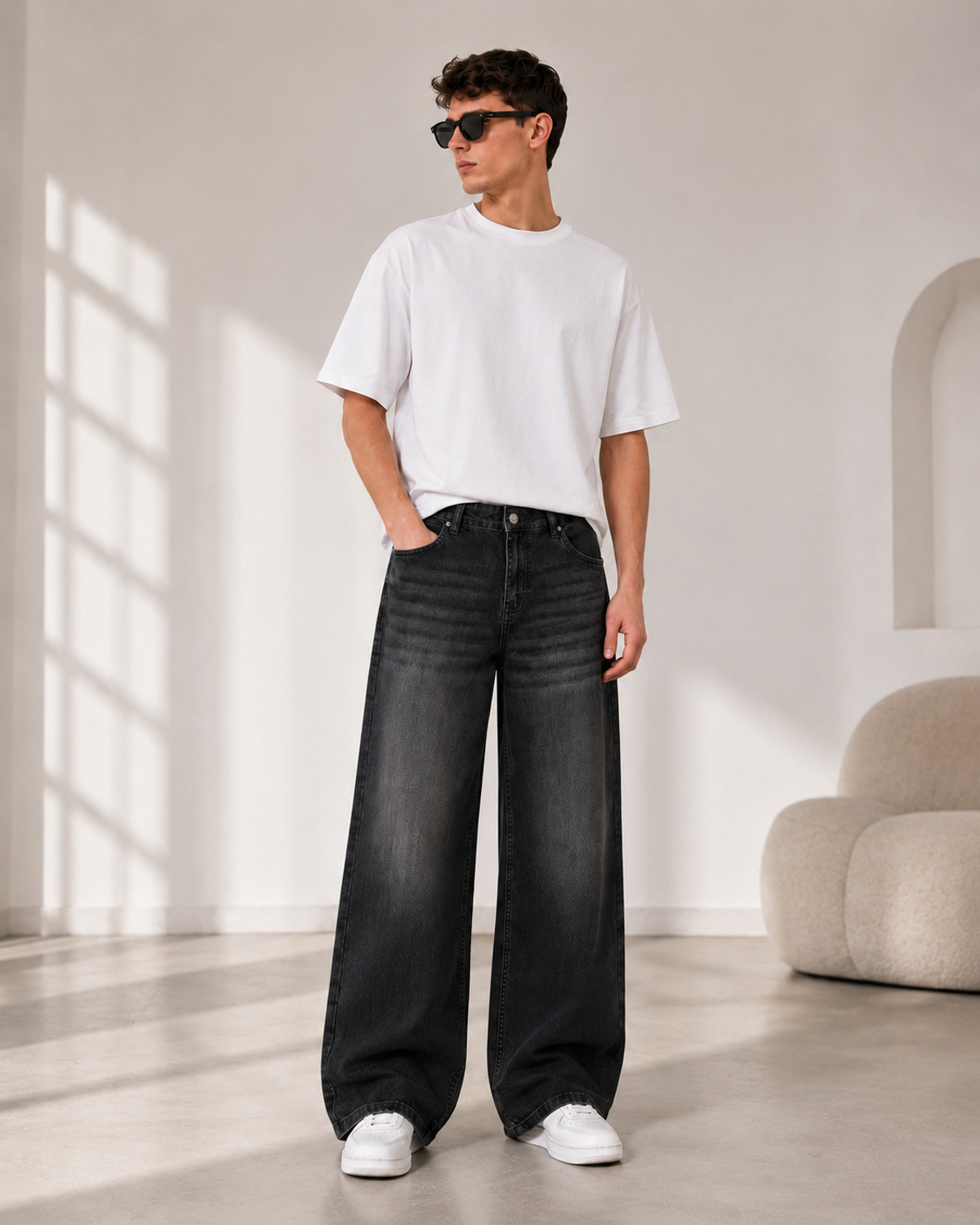 Image of COSMIC Baggy Fit Men Black Jeans