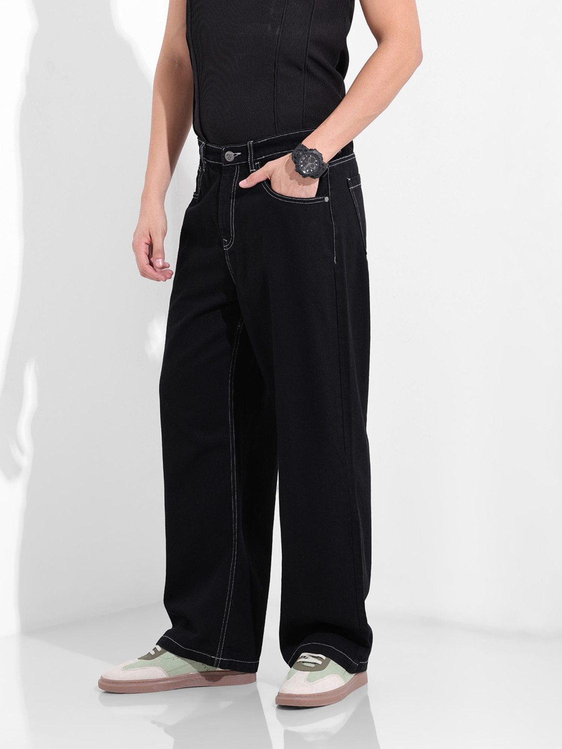 Image of The Indian Garage Co. Relaxed Fit Men Black Jeans