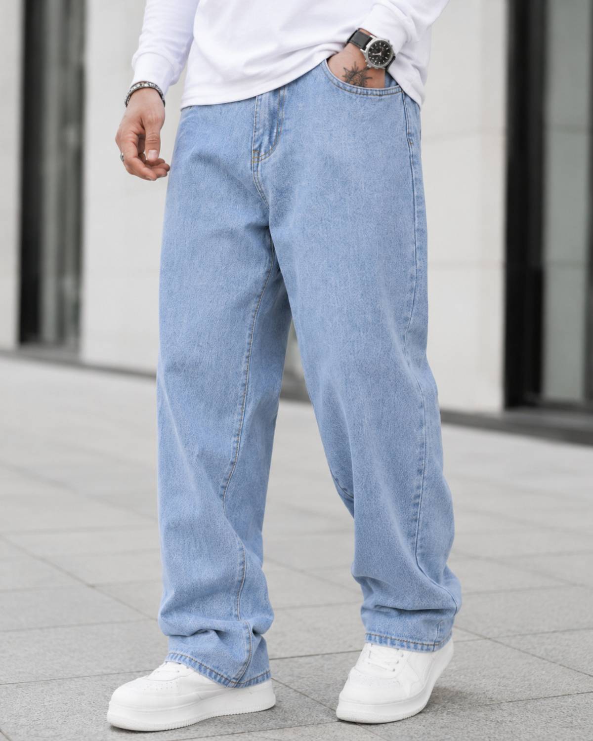 GARTEEN Loose Fit Men Light Blue Jeans - Image 1