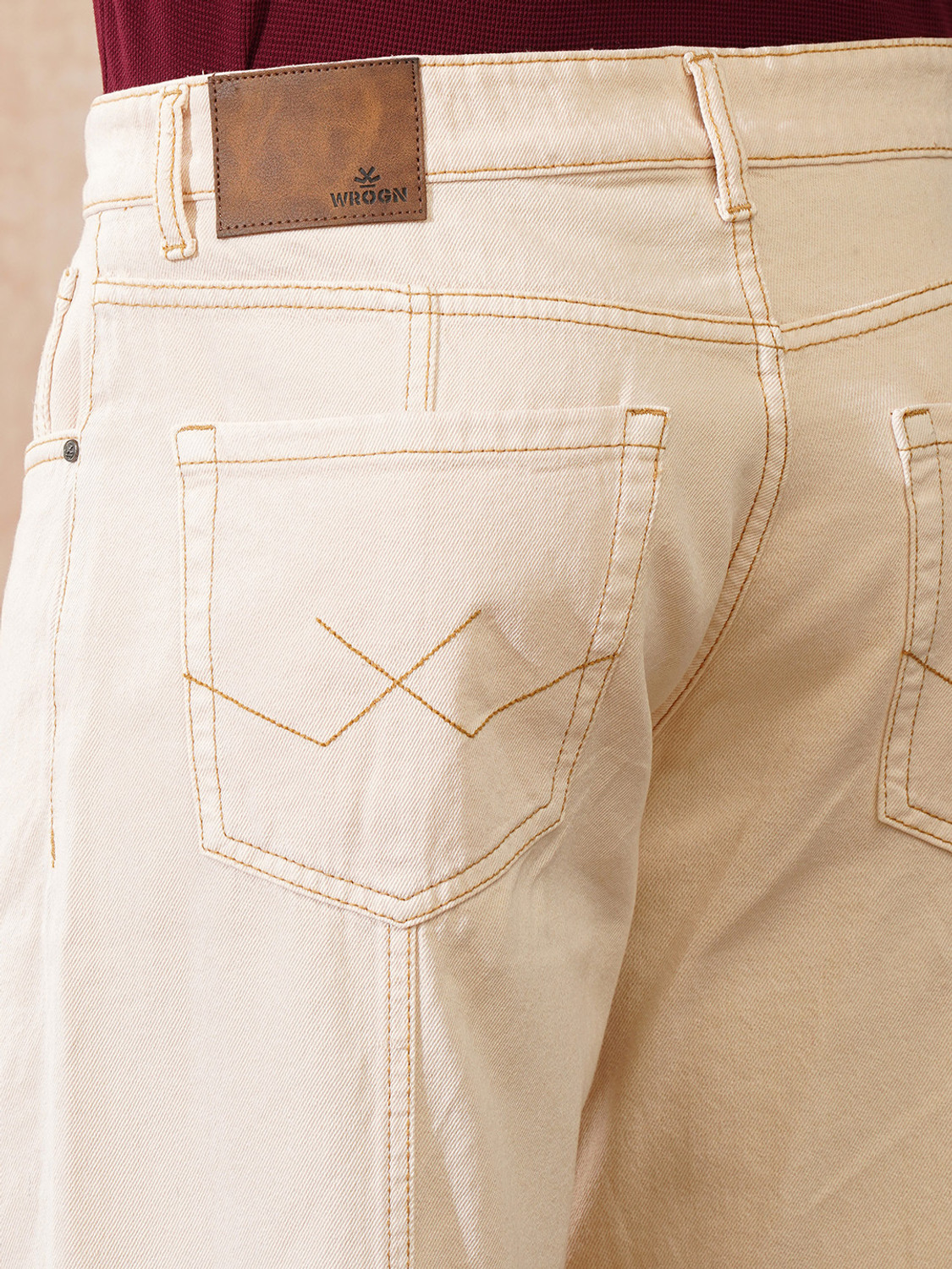 Image of WROGN Regular Men Beige Jeans