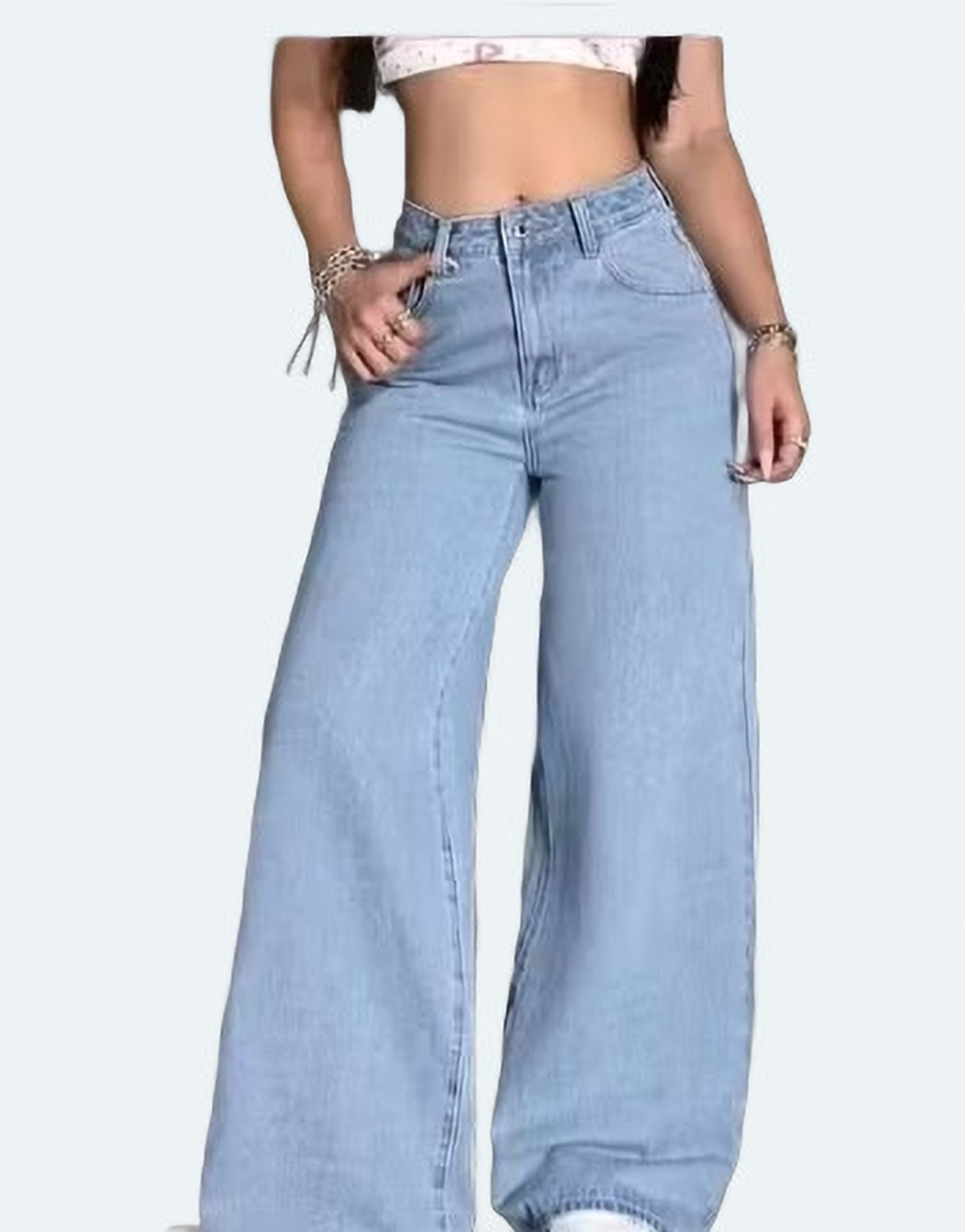 Image of Dollfashion Loose Fit Women Blue Jeans