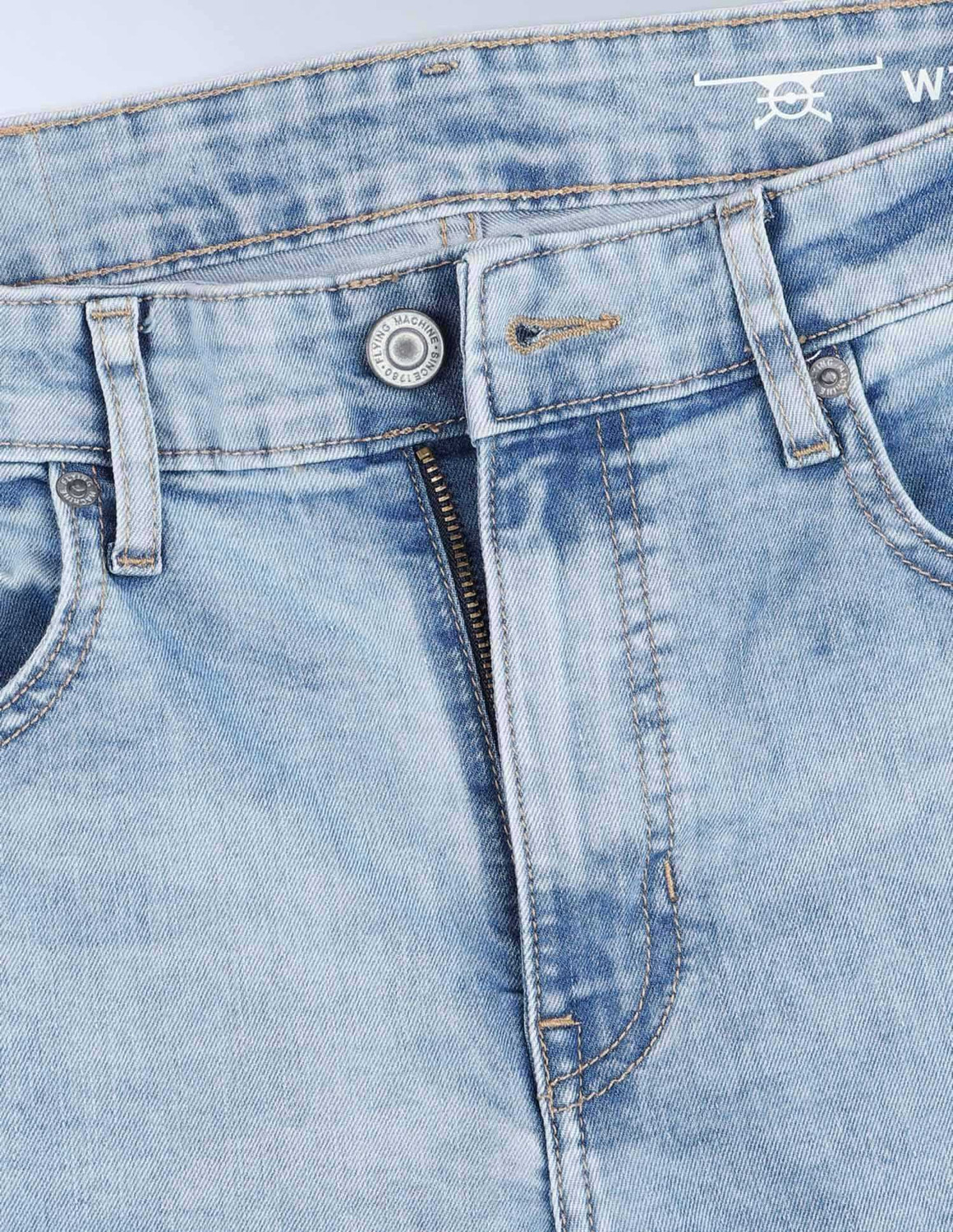 Image of FLYING MACHINE Tapered Fit Men Blue Jeans