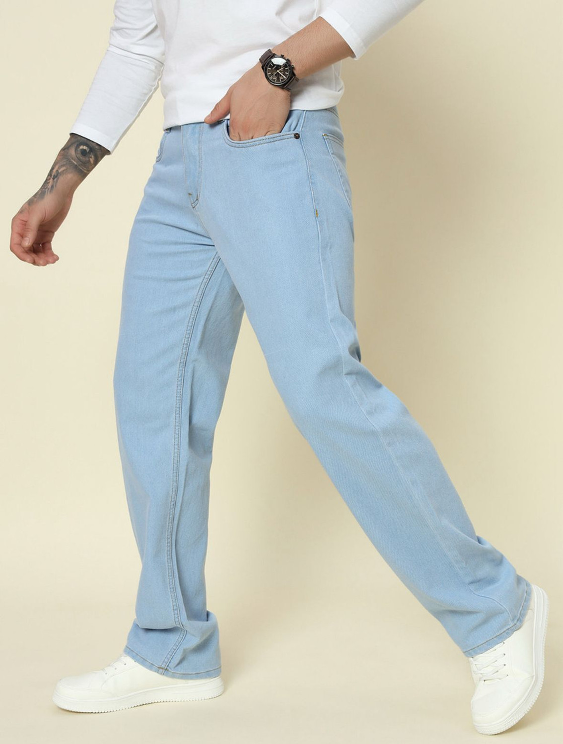 Image of SELL4U Loose Fit Men Light Blue Jeans