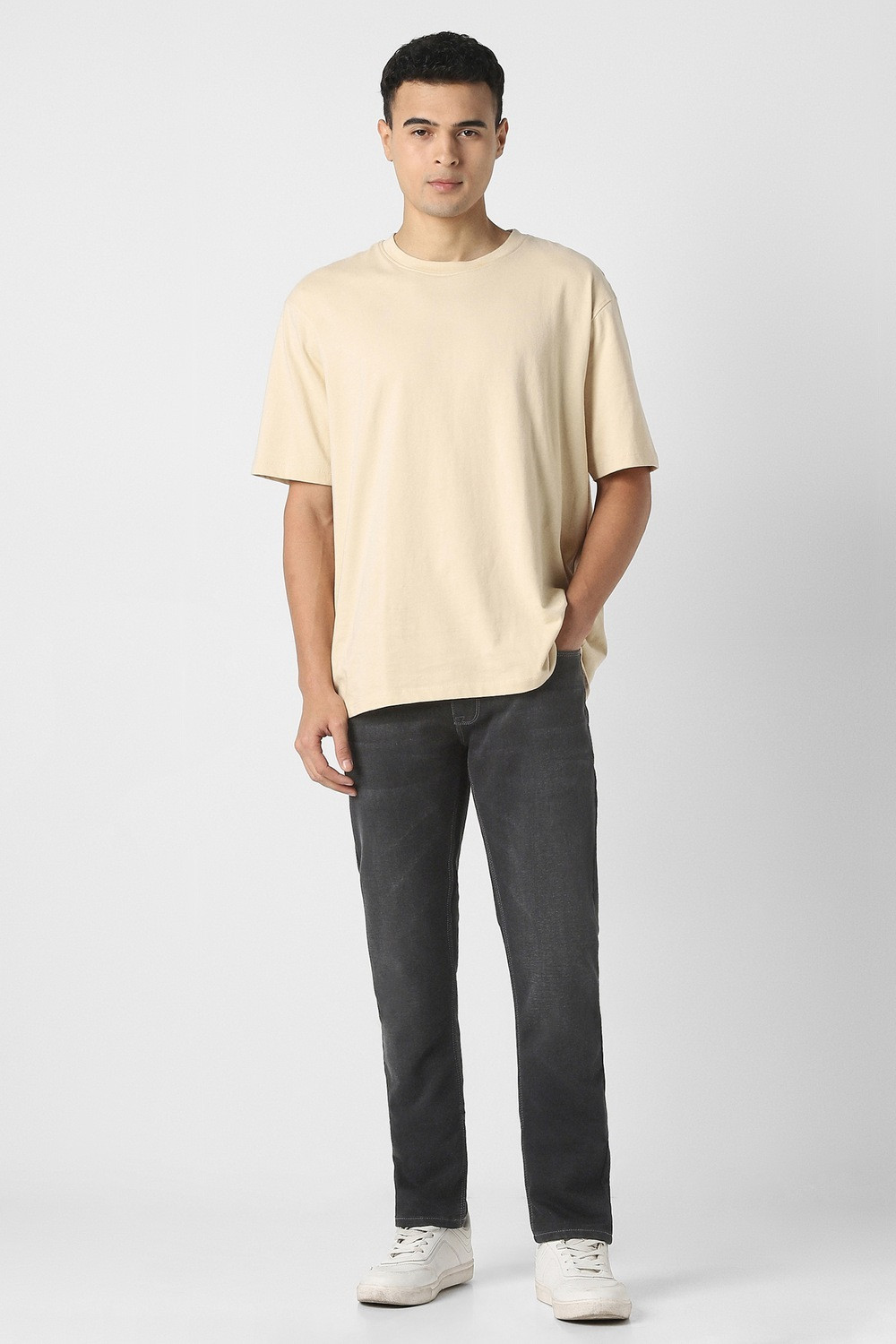 Image of PETER ENGLAND Tapered Fit Men Black Jeans