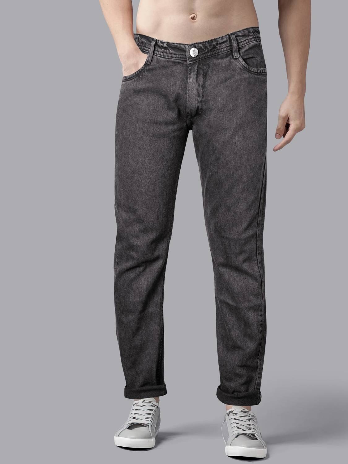 BASE-CROWD Regular Men Dark Grey Jeans