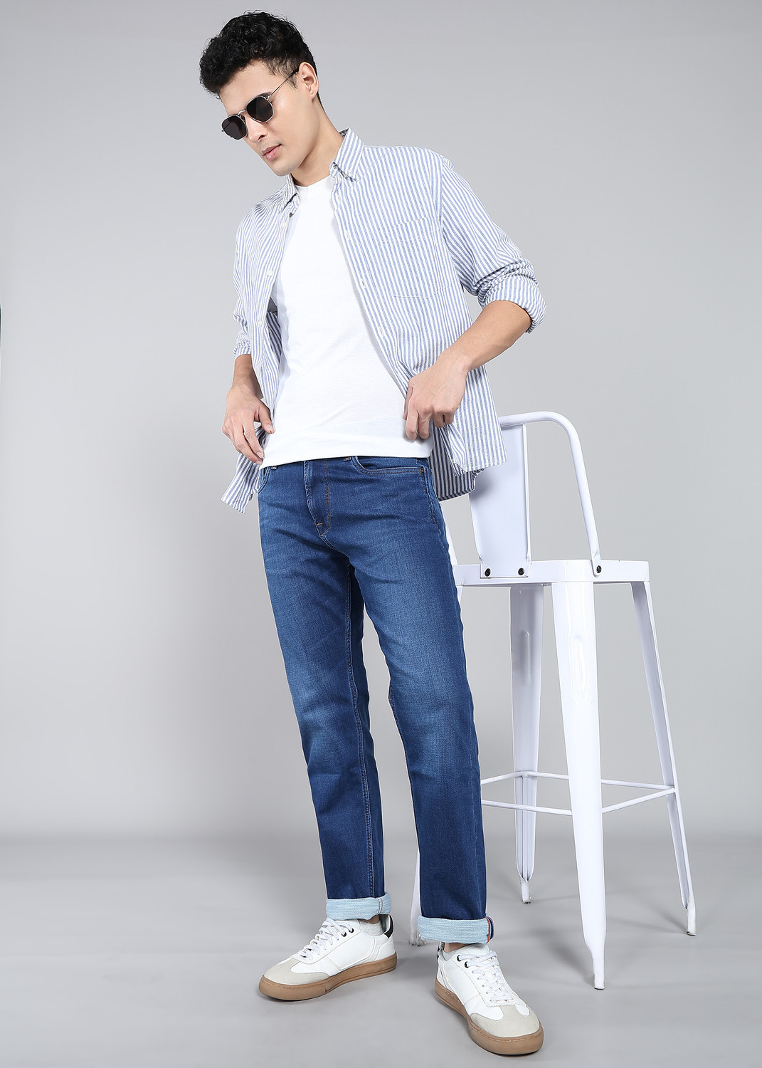 Image of KILLER Men Straight Fit Mid Rise Dark Blue Jeans