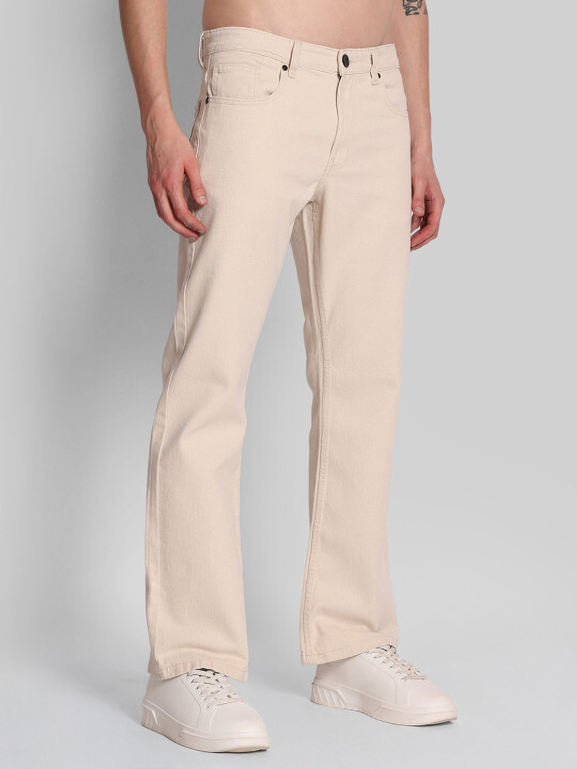 Image of Bene Kleed Boot-Leg Men Beige Jeans