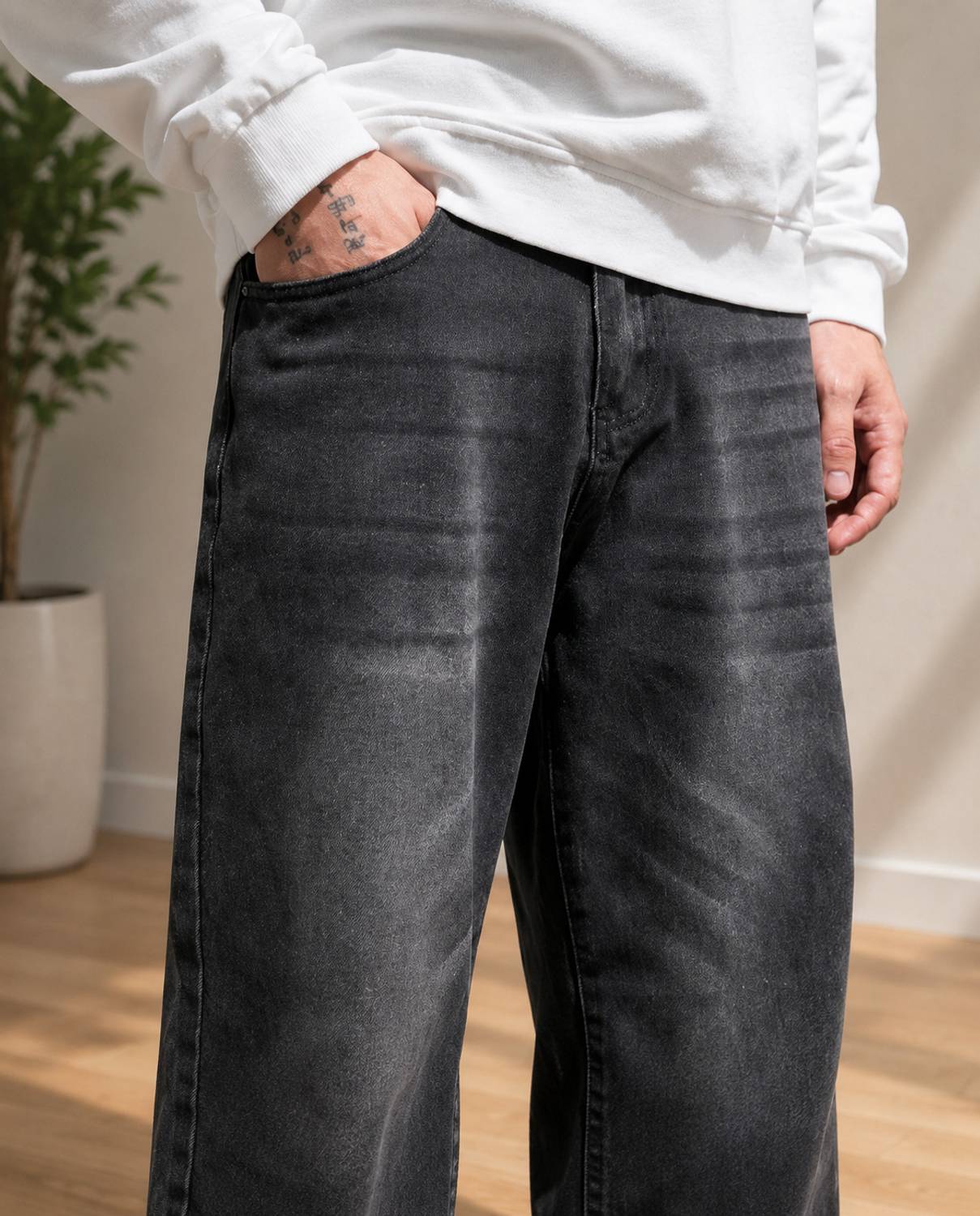 DENMORA Loose Fit Men Dark Grey Jeans - Image 2