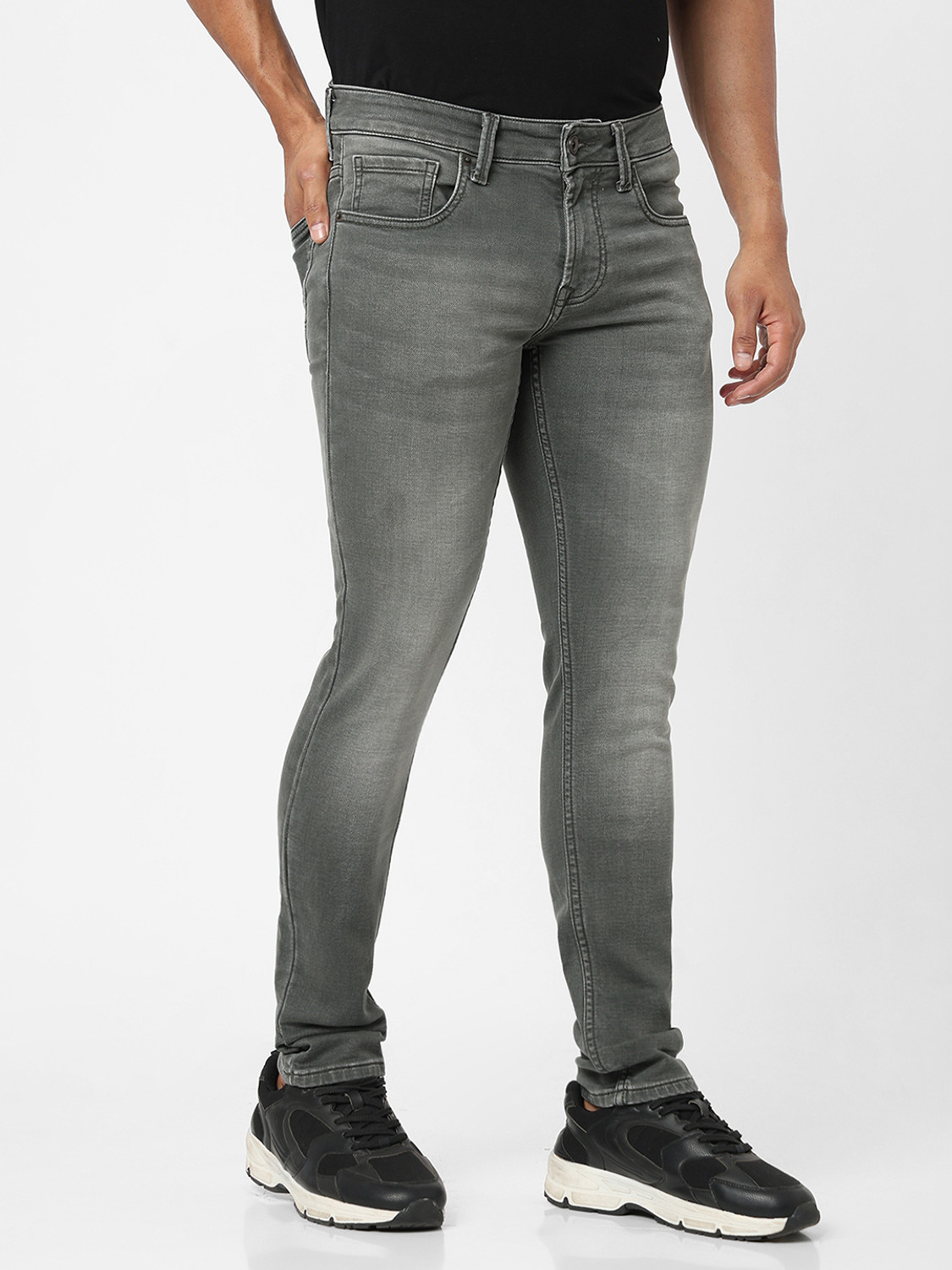 Image of Spykar Slim Men Grey Jeans