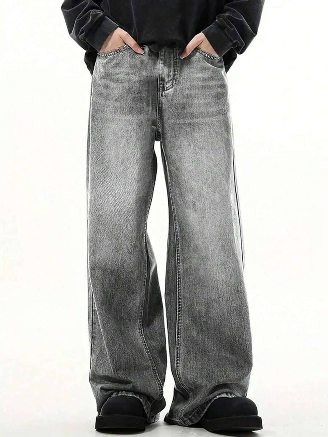 YAMEETFIT Straight Fit Men Grey Jeans - Image 4