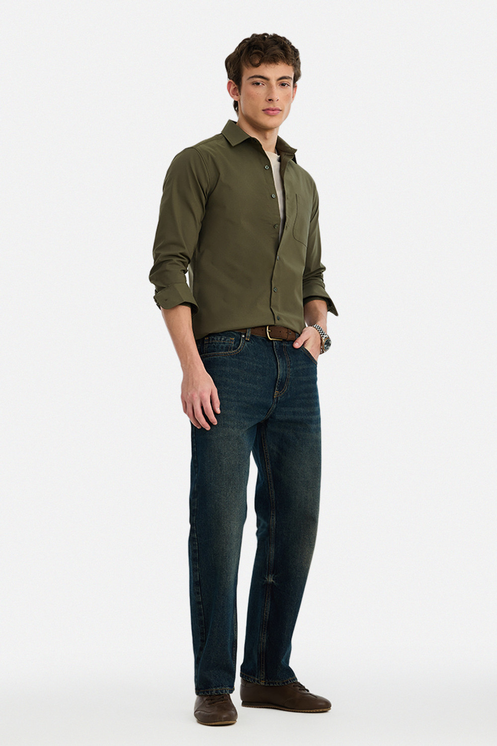 Image of Snitch Straight Fit Men Dark Blue Jeans
