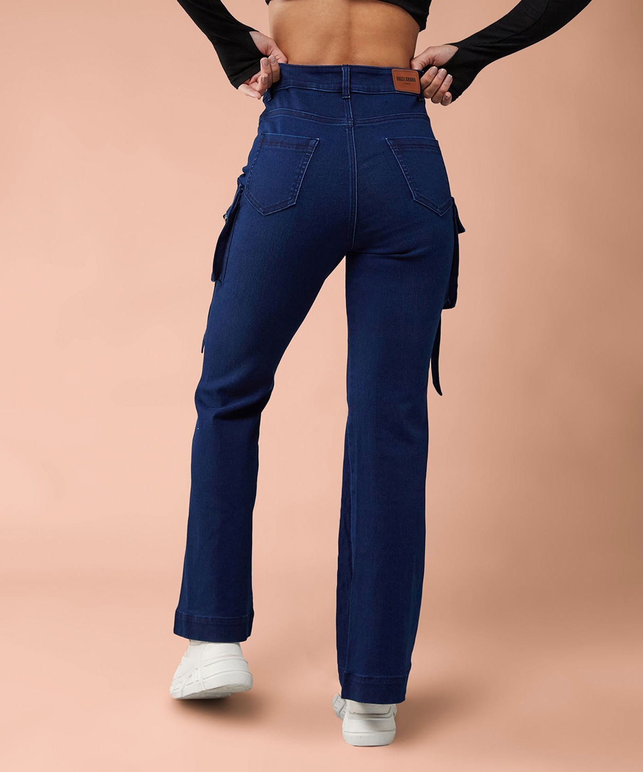 Image of DOLCE CRUDO Flared Women Blue Jeans