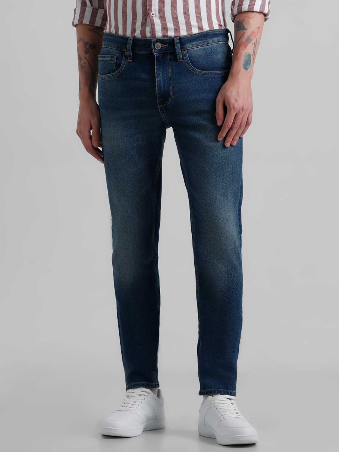 Image of JACK & JONES Slim Men Dark Blue Jeans