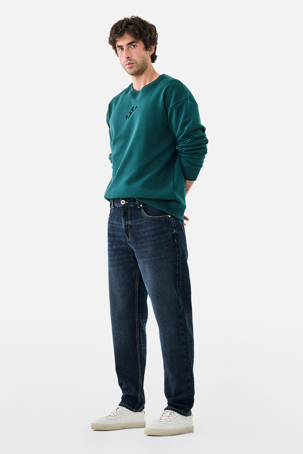 Image of Snitch Relaxed Fit Men Dark Blue Jeans
