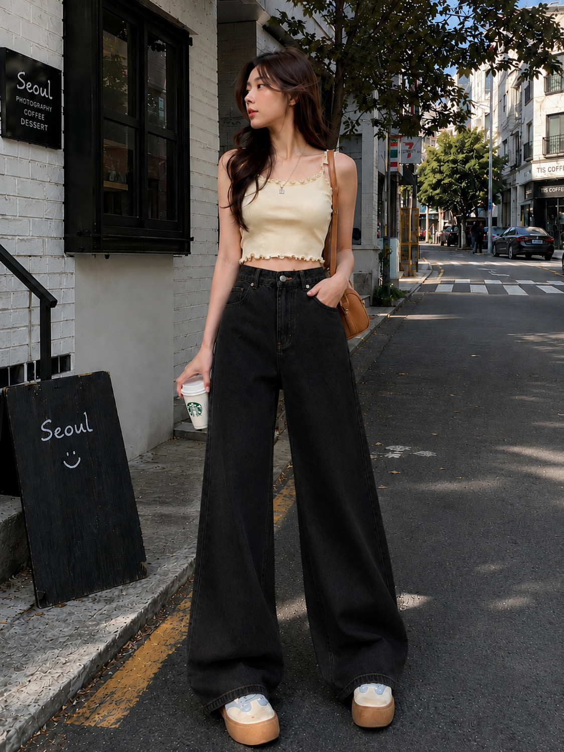 Image of KASHIAN Women Loose Fit High Rise Black Jeans