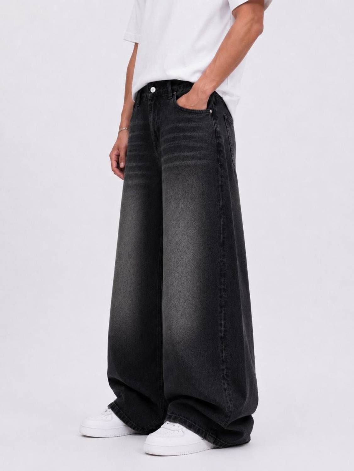 M Q Baggy Fit Men Black Jeans - Image 3