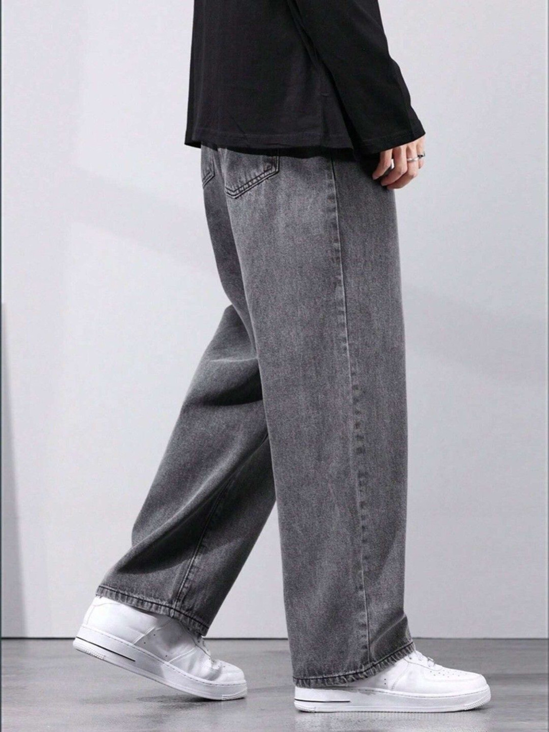 Image of UNIFAV FASHIONS Wide Leg Men Grey Jeans
