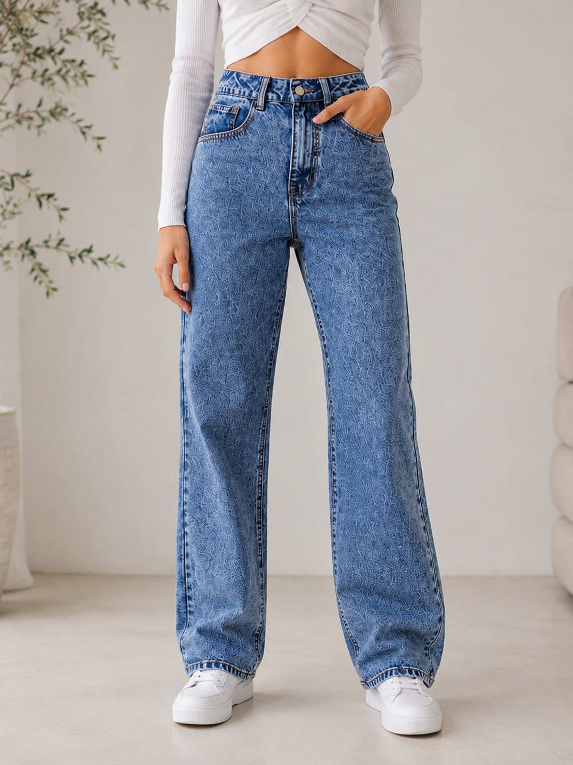 Image of KOTTY Wide Leg Women Light Blue Jeans