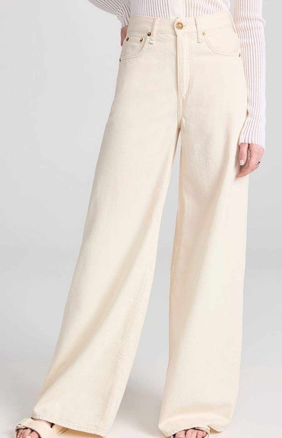 YAMEETINDIA Wide Leg Beige Jeans - Image 5
