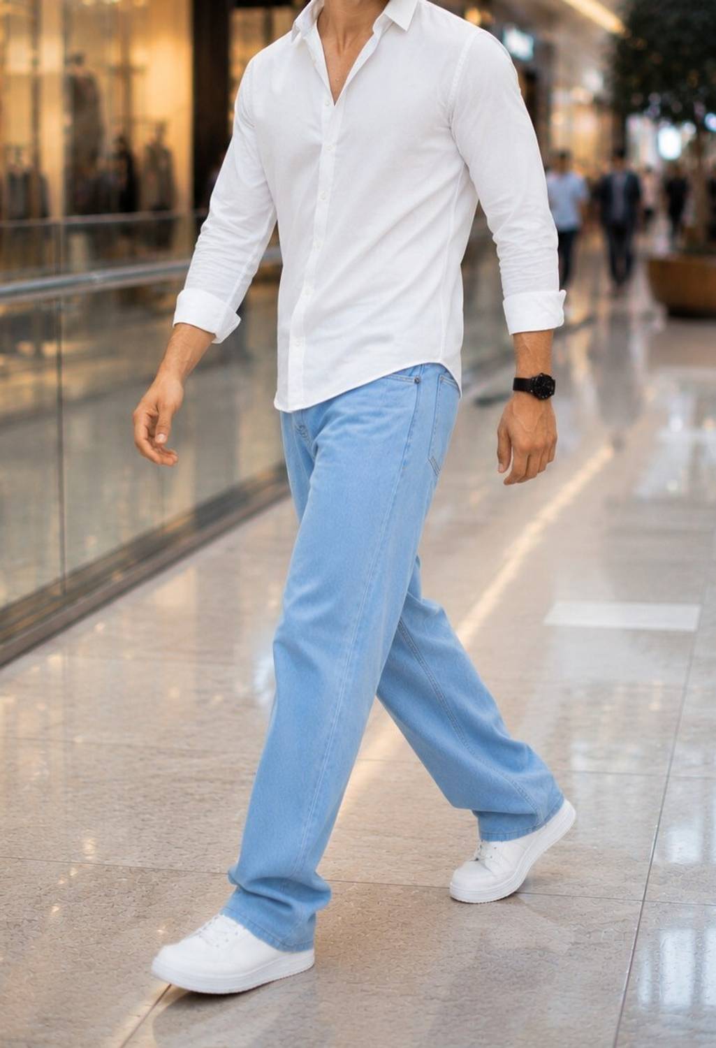 DENIM LOOK Loose Fit Men Light Blue Jeans - Image 1