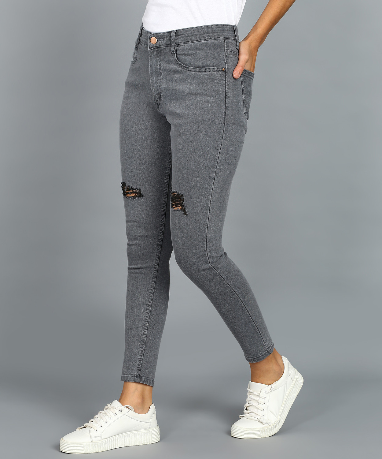 Image of Urbano Fashion Skinny Women Grey Jeans