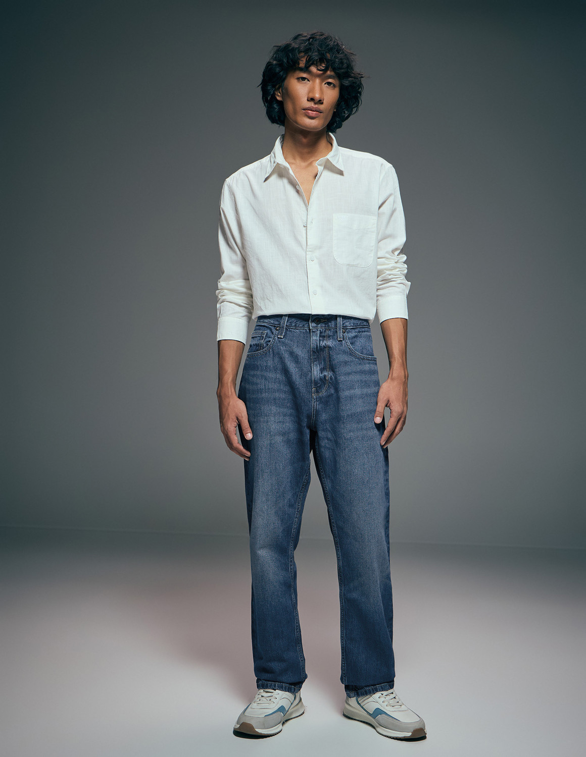 Image of FLYING MACHINE Men Straight Fit Mid Rise Blue Jeans