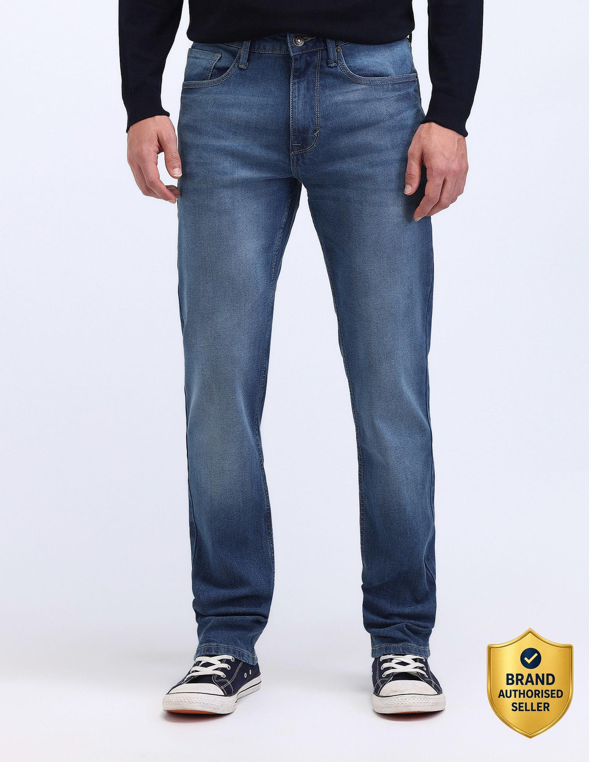 Image of FLYING MACHINE Straight Fit Men Blue Jeans